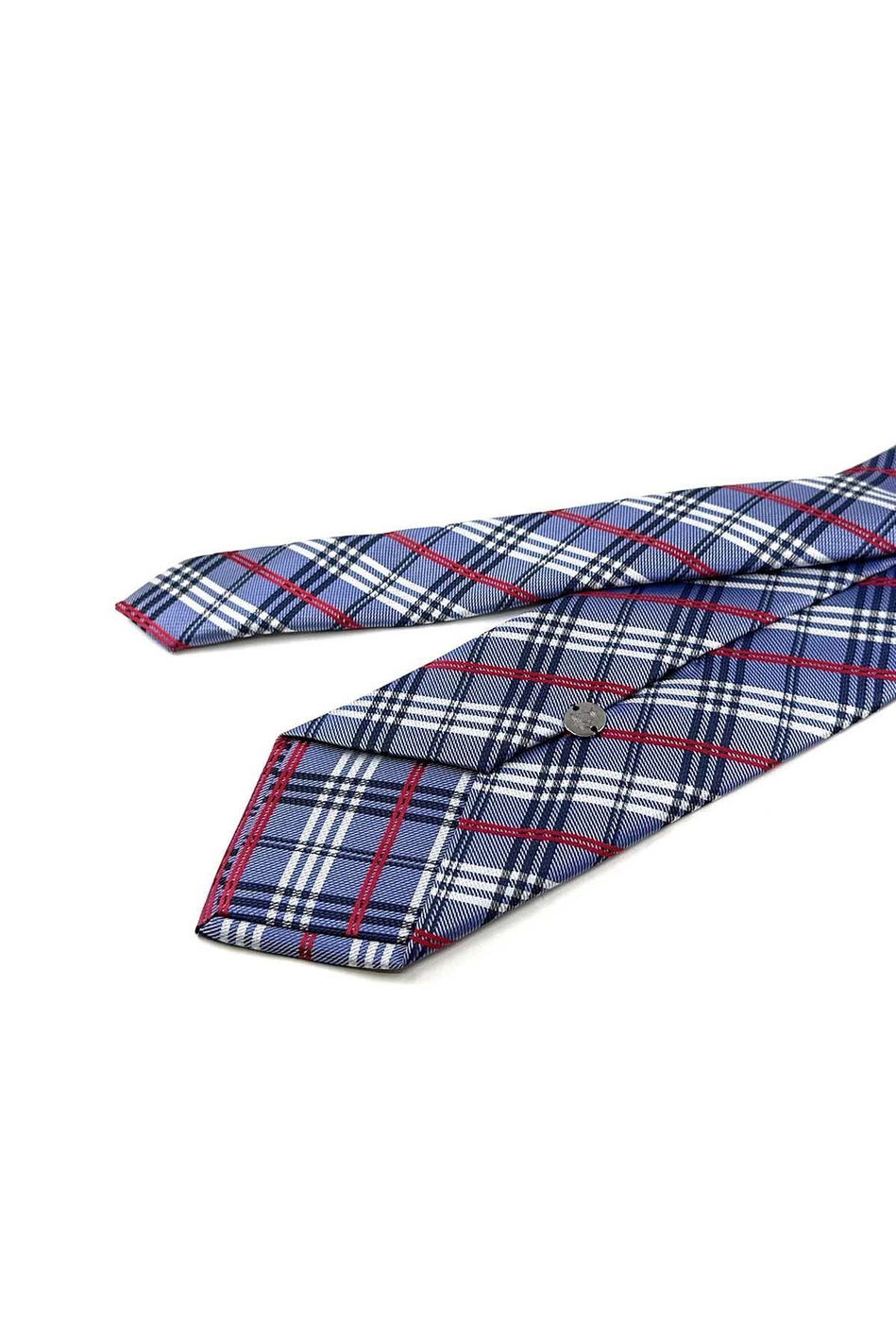 Mavi Ekose Desen Mendilli Klasik Kravat KK13196