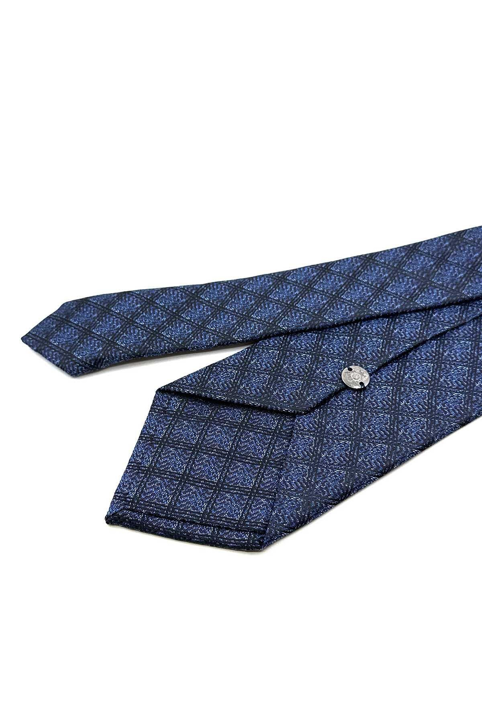 Mavi - Kahve Kare Desen Mendilli Klasik Kravat KK12490