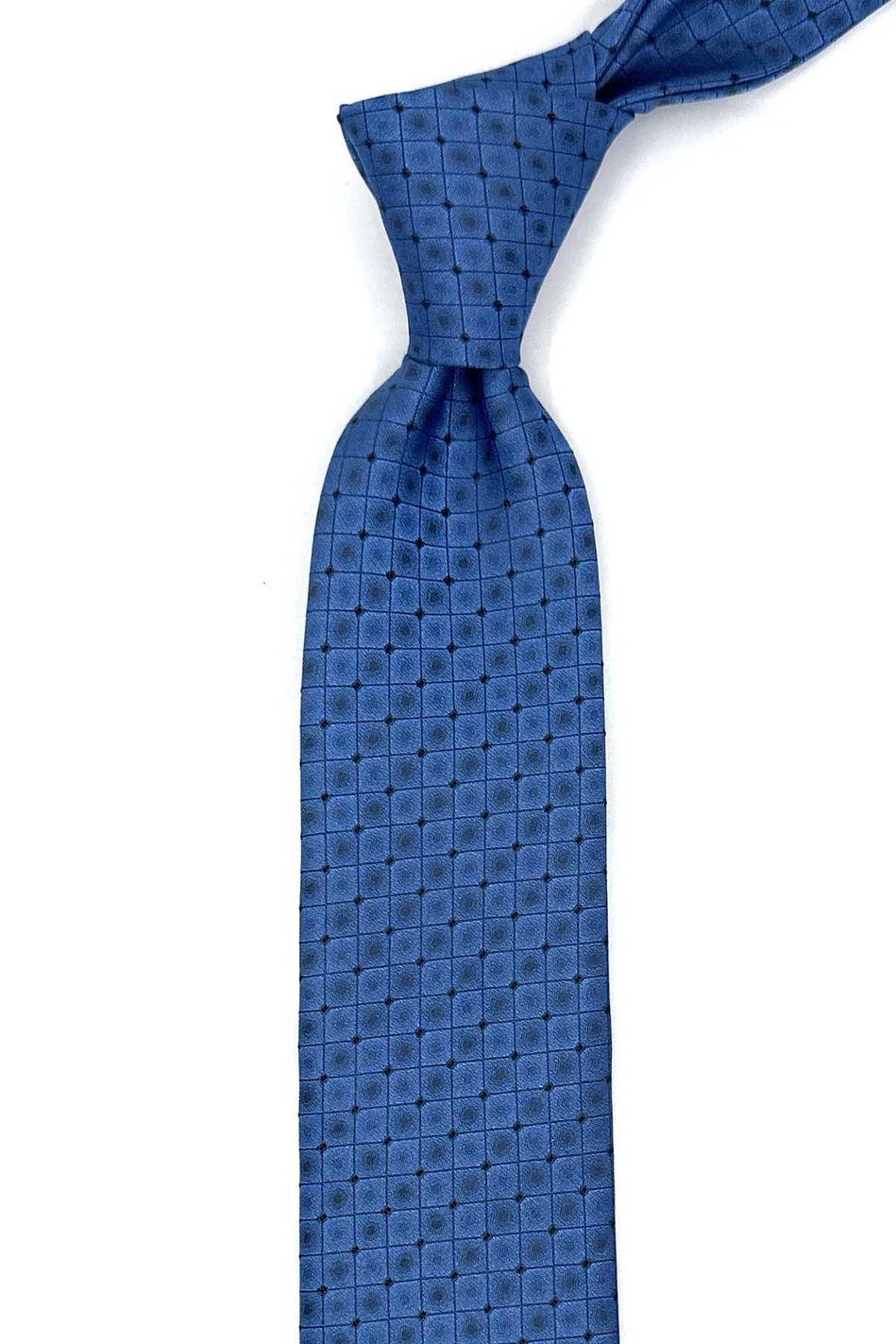 Mavi Kare Desen Slim Kravat SK7981
