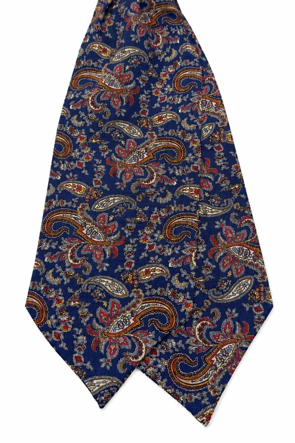 Mavi Kırmızı Şal Desen İtalyan İpek Ascot Kravat SAC76