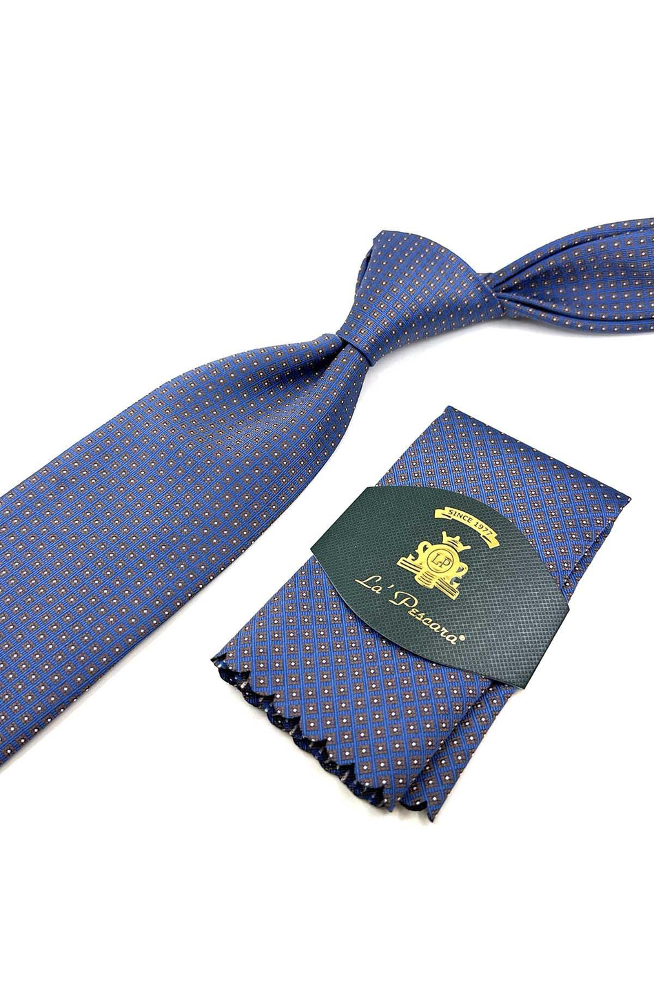 Mavi Küçük Desen Mendilli Klasik Kravat KK12381