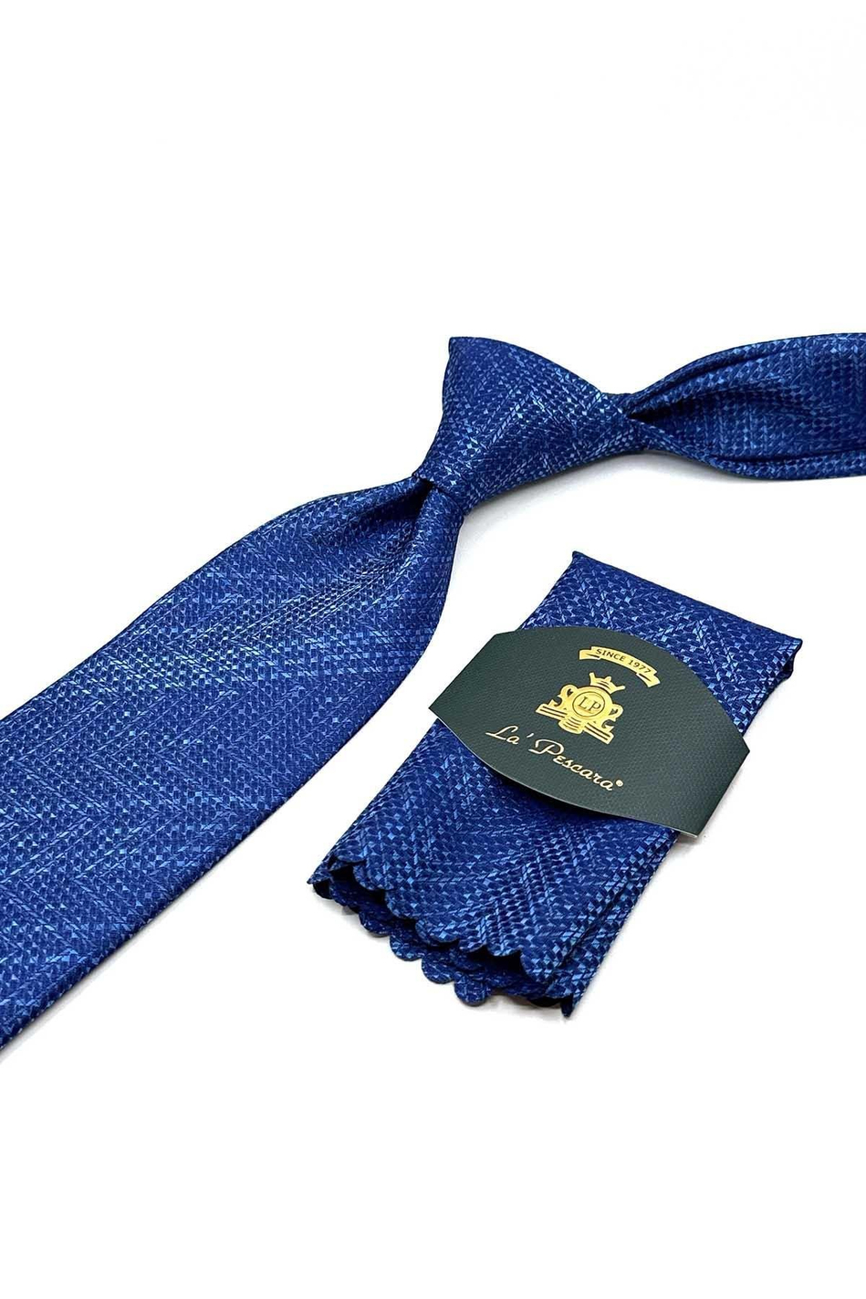Mavi Kum Desen Mendilli Klasik Kravat KK12934