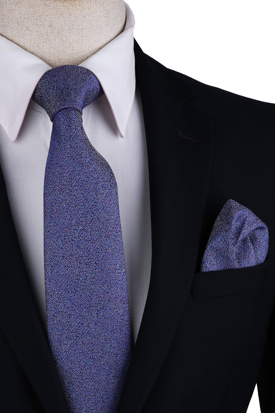 Mavi Kum Desen Mendilli Klasik Kravat KK10503