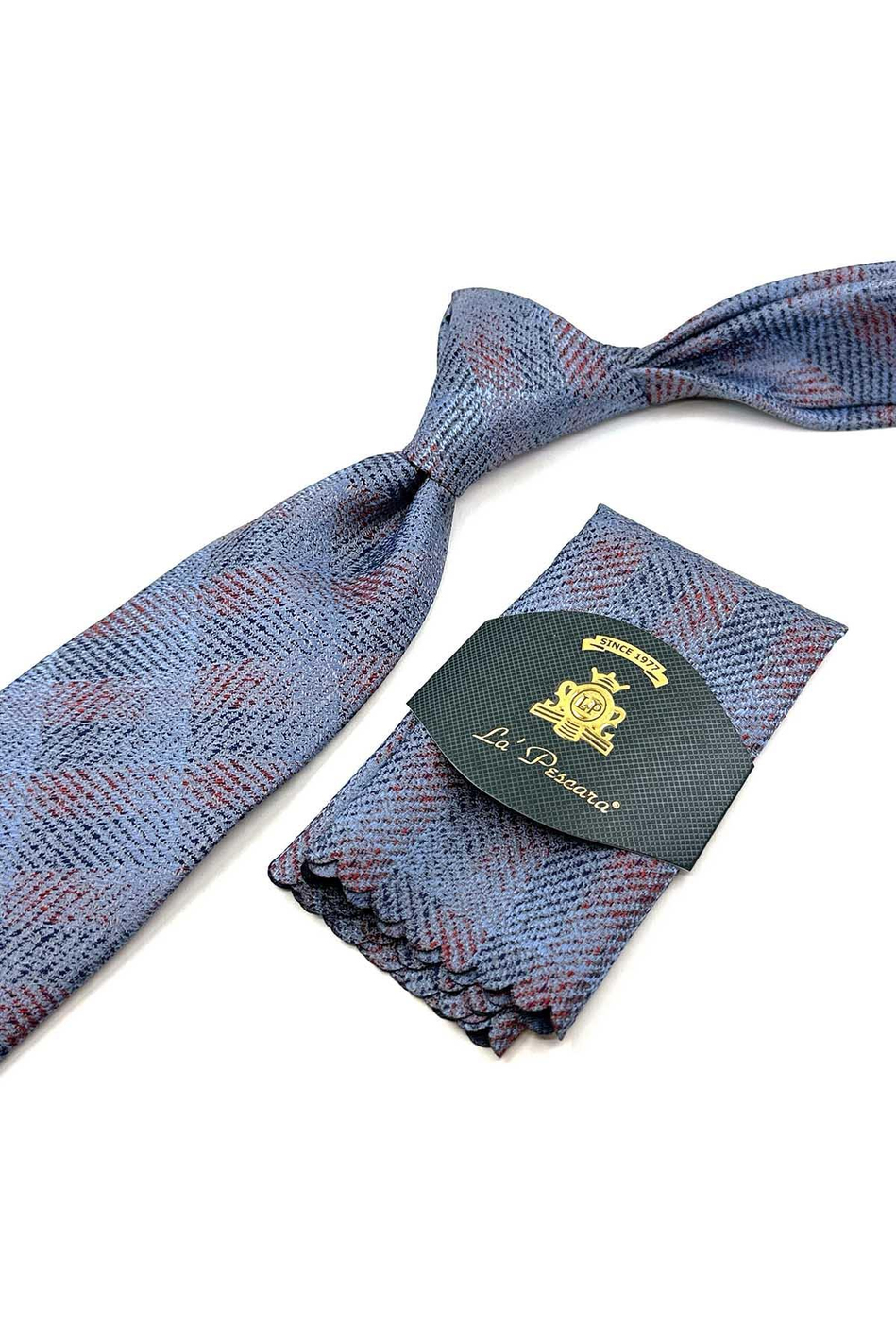 Mavi Kum Desen Mendilli Klasik Kravat KK12510