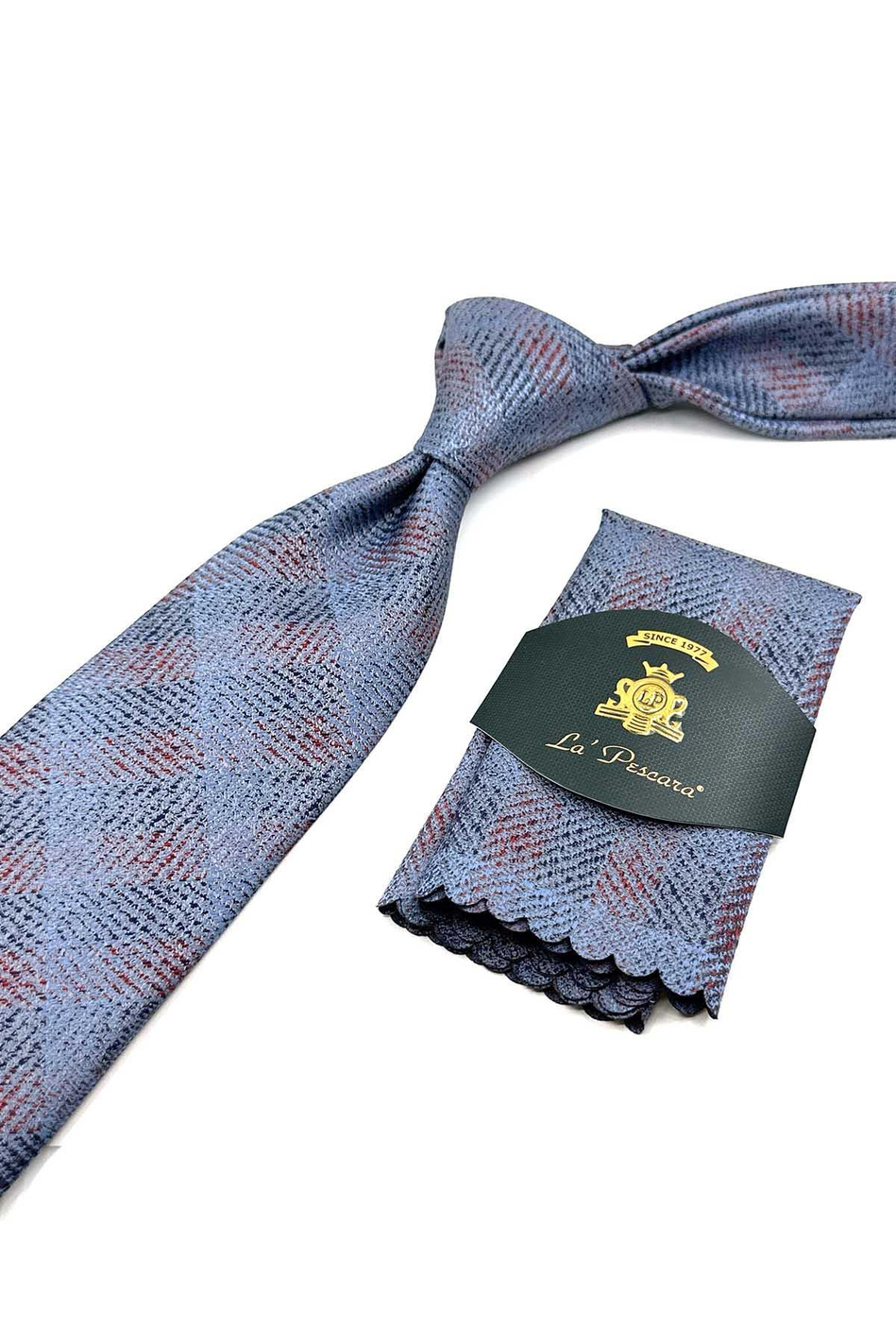 Mavi Kum Desen Mendilli Klasik Kravat KK12557