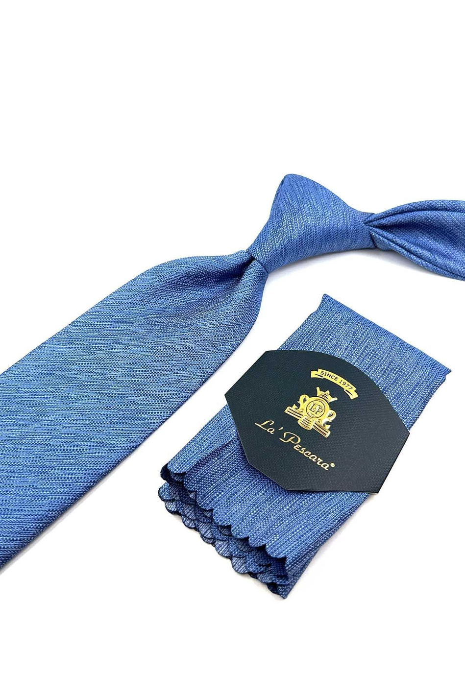 Mavi Kum Desen Mendilli Klasik Kravat KK12346