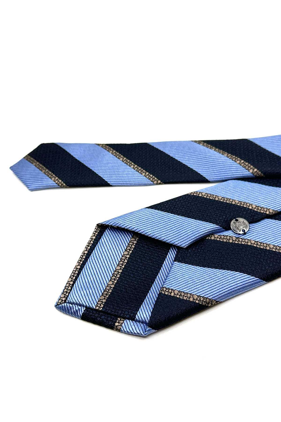 Mavi - Lacivert Çizgi Desen Mendilli Klasik Kravat KK13109
