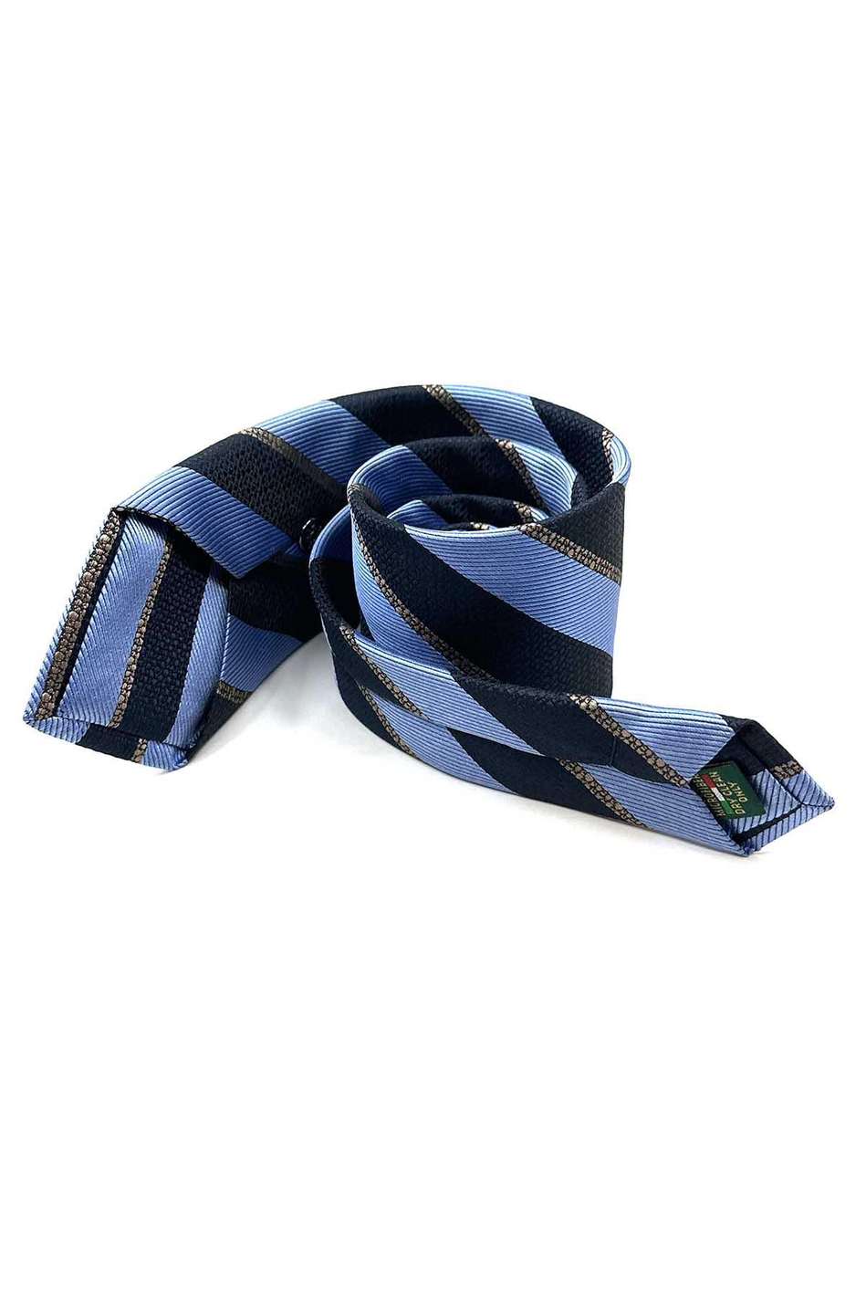 Mavi - Lacivert Çizgi Desen Mendilli Klasik Kravat KK13109