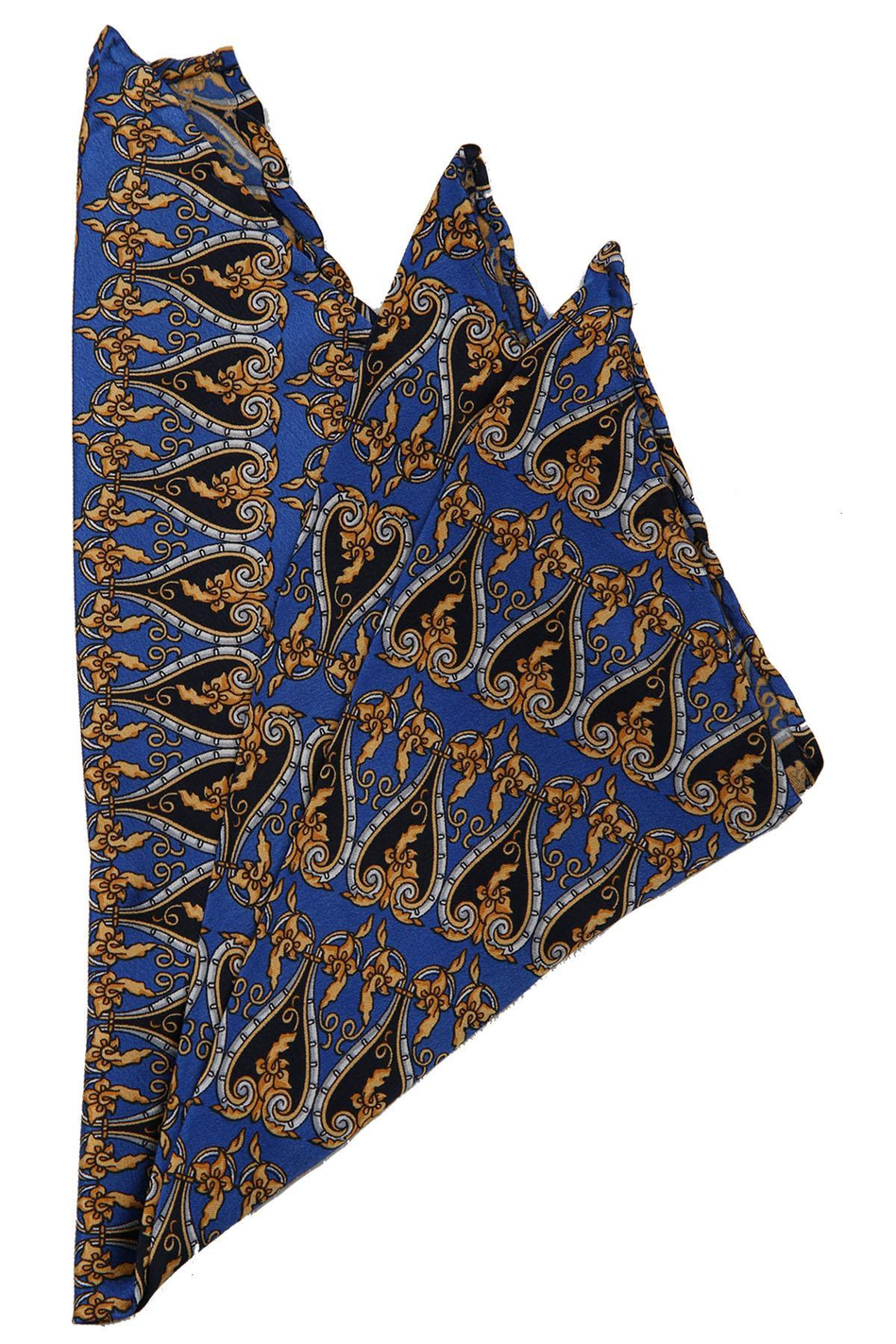 Mavi Motif Baskılı İpek Mendil SPS341