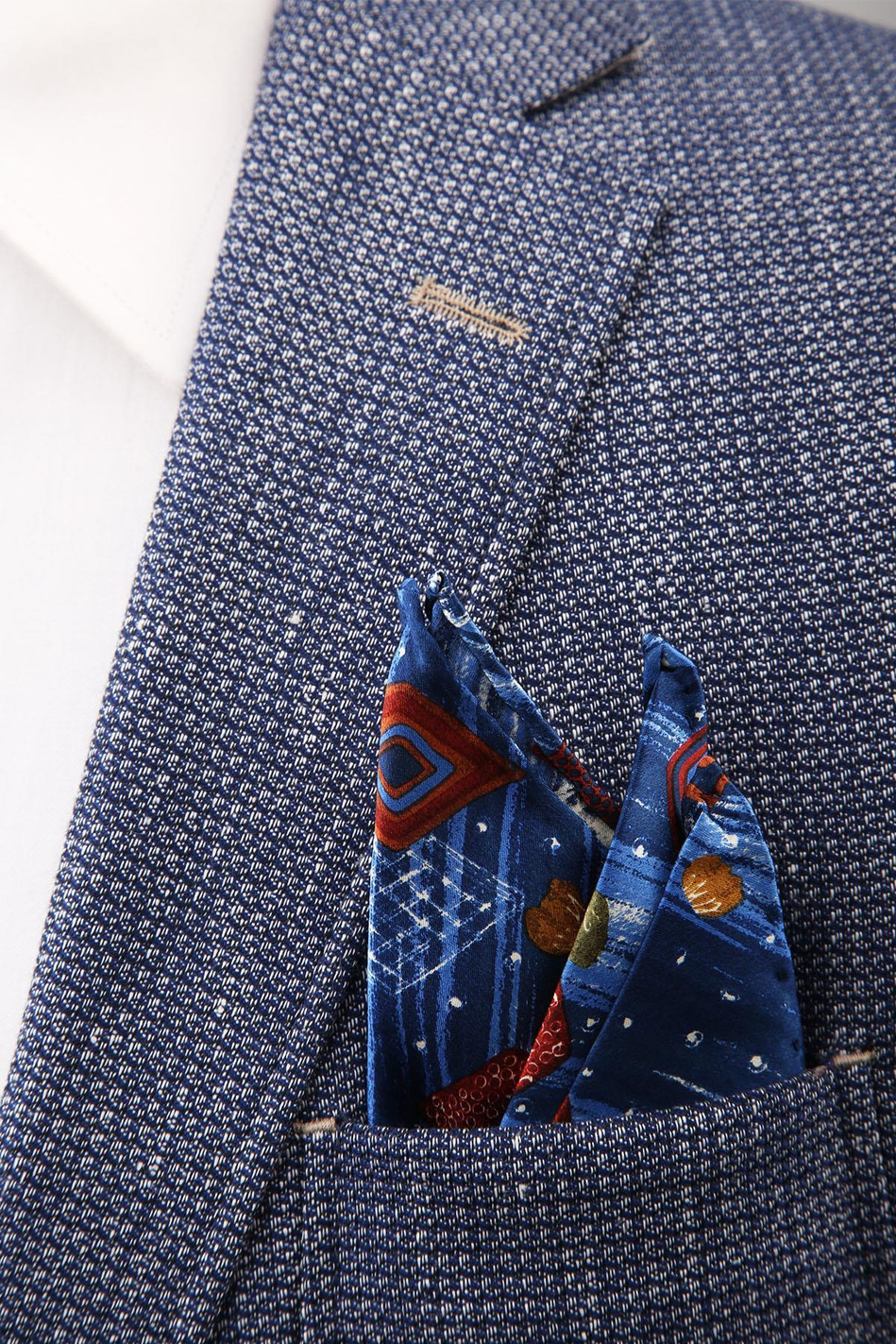 Mavi Motif Baskılı İpek Mendil SPS379