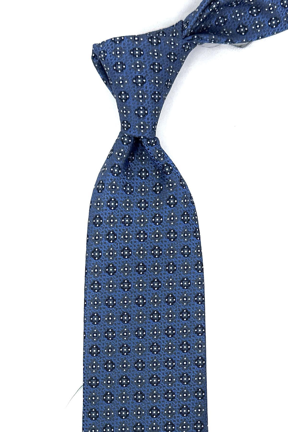 Mavi Motif Desen Mendilli Klasik Kravat KK12073