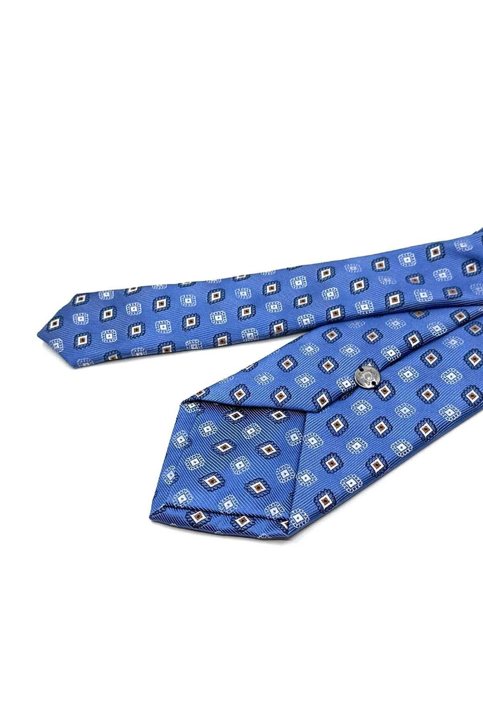 Mavi Motif Desen Mendilli Klasik Kravat KK13089