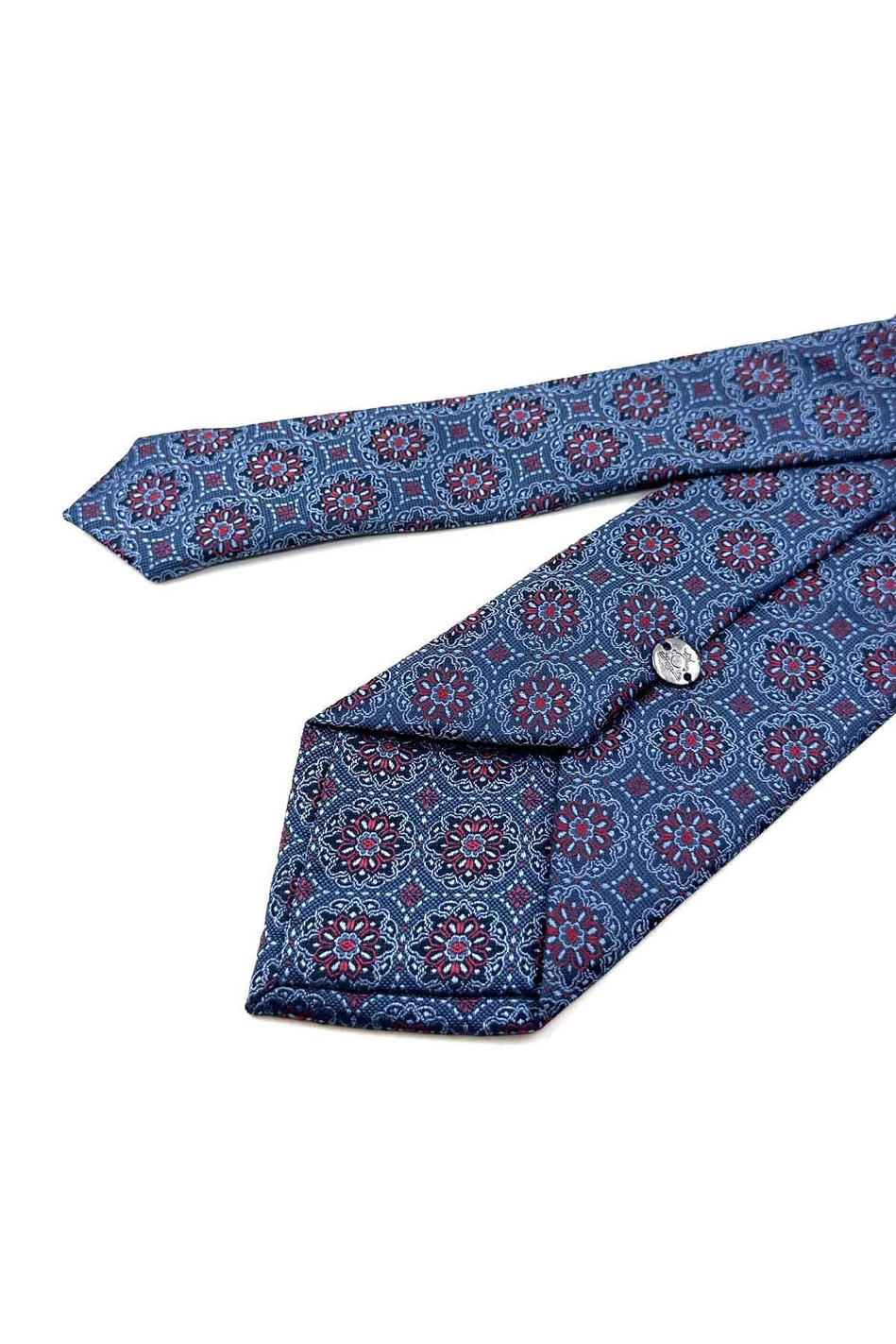 Mavi Motif Desen Mendilli Klasik Kravat KK12681