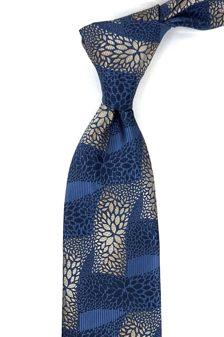 Mavi Motif Desen Mendilli Klasik Kravat KK12056