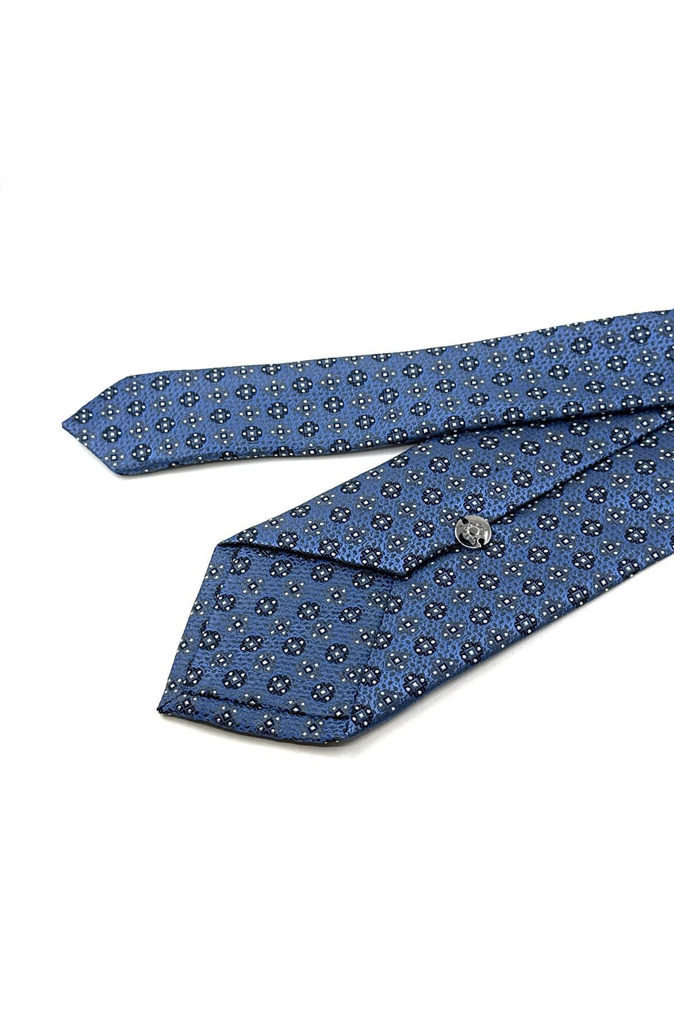 Mavi Motif Desen Mendilli Klasik Kravat KK12073