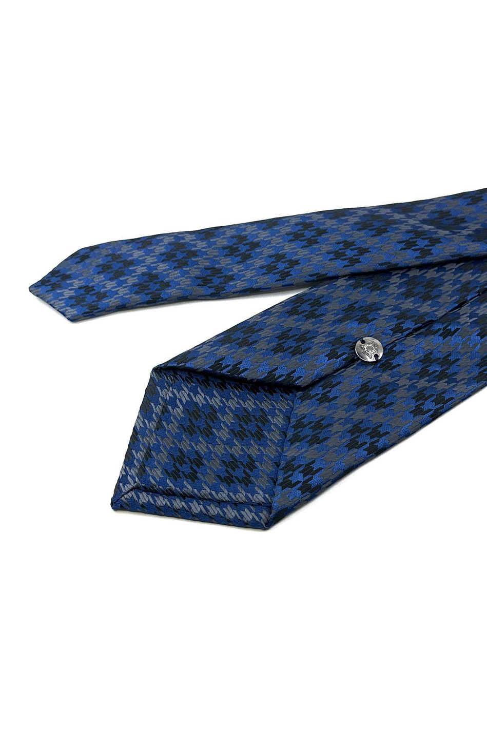 Mavi Motif Desen Mendilli Klasik Kravat KK12028