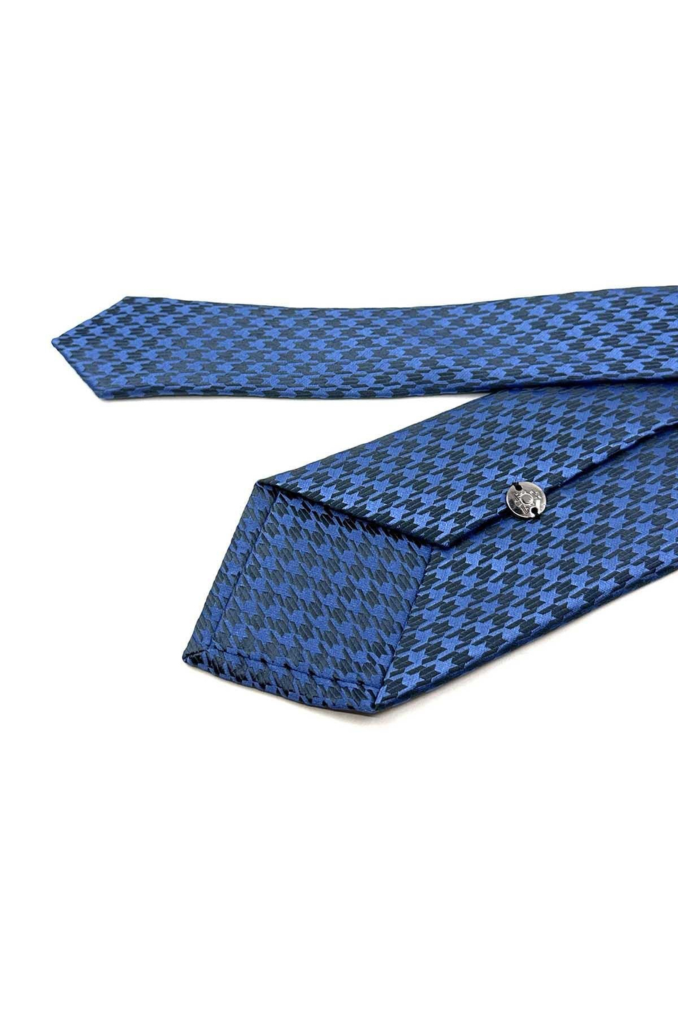 Mavi Motif Desen Mendilli Klasik Kravat KK12452