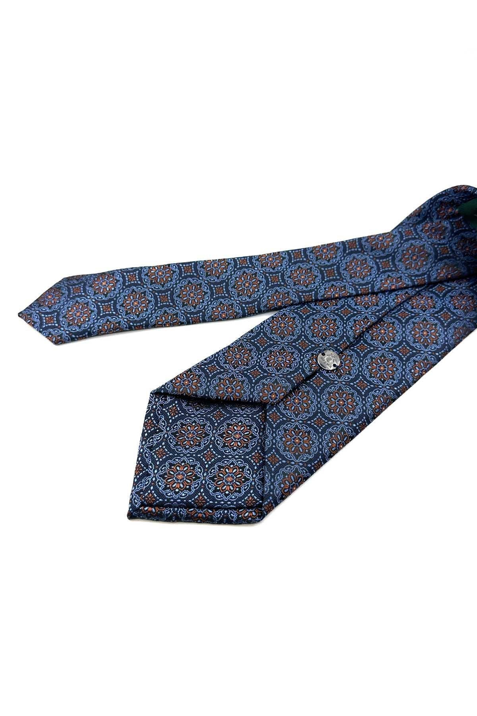 Mavi Motif Desen Mendilli Klasik Kravat KK12675