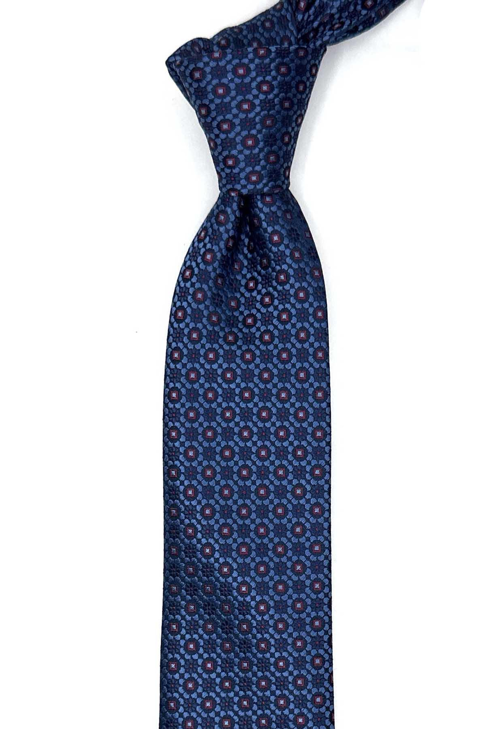 Mavi Motif Desen Slim Kravat SK7989