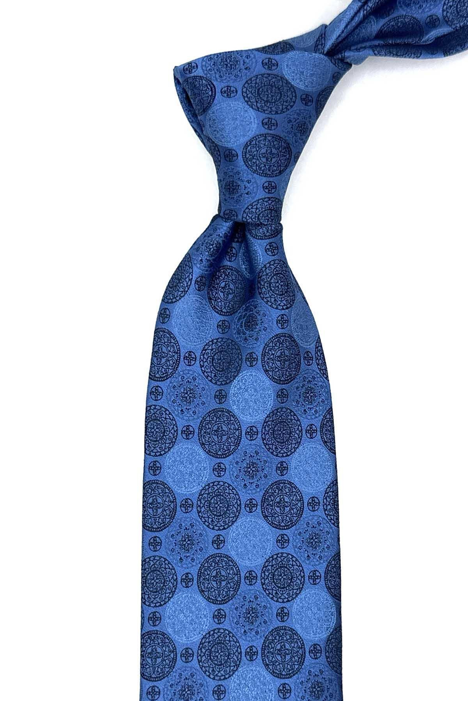 Mavi Puantiye Desen Mendilli Klasik Kravat KK12991