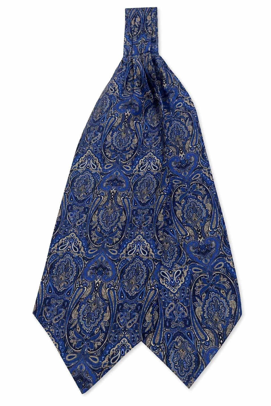Mavi Şal Desen İtalyan İpek Ascot Kravat SAC107