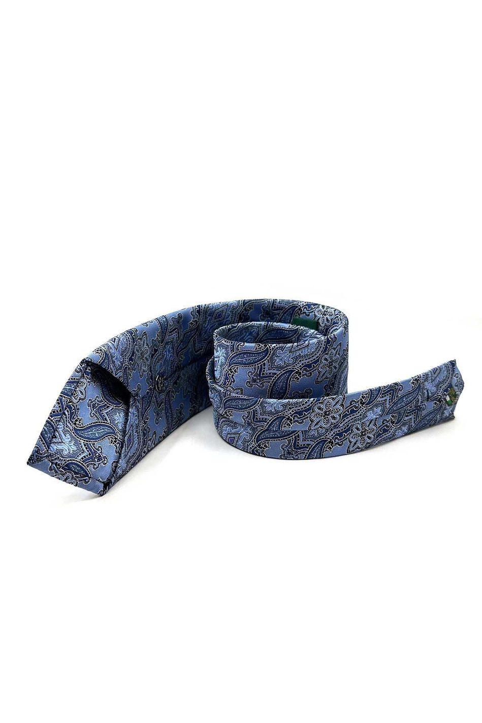Mavi Şal Desen Mendilli Klasik Kravat KK12860