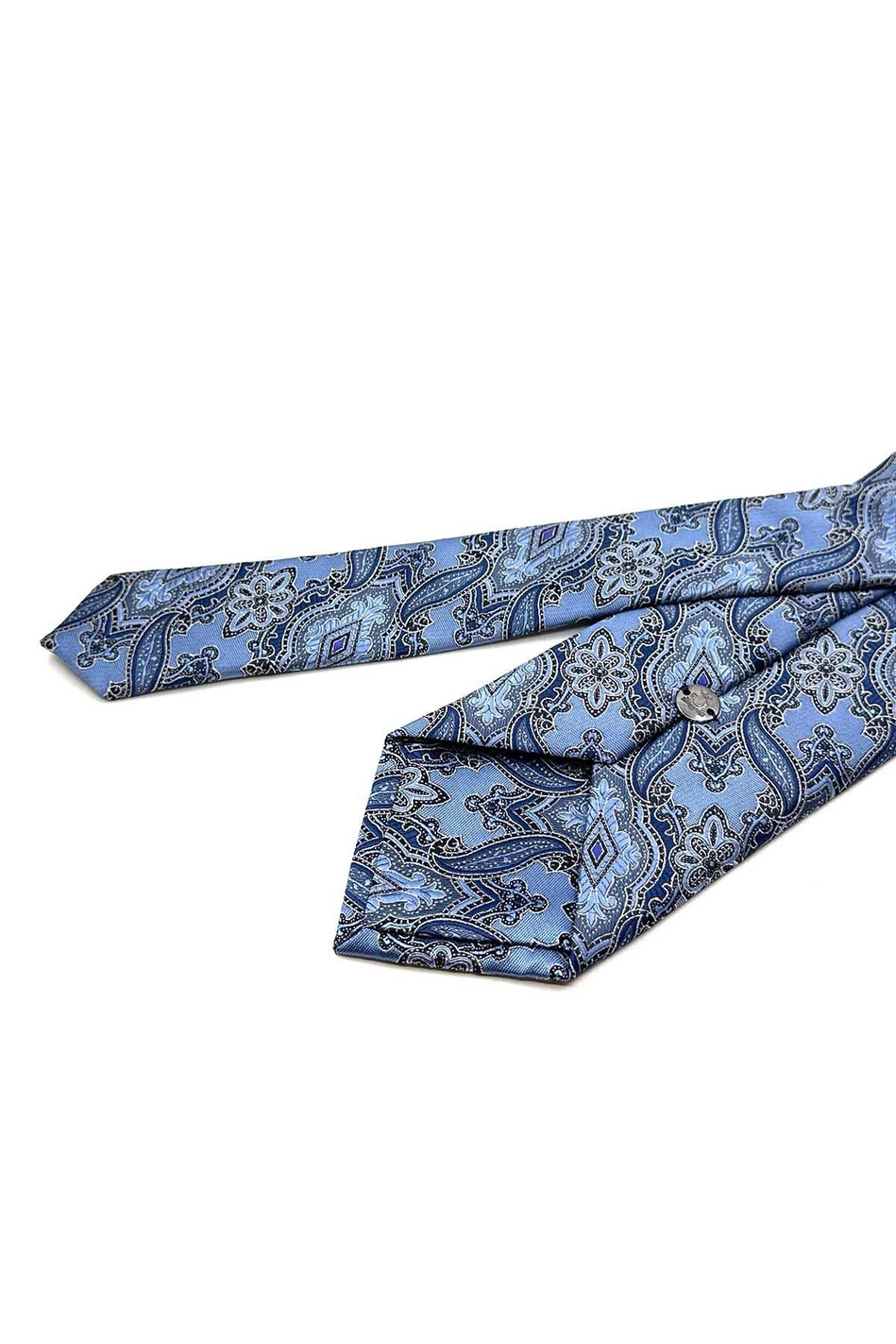 Mavi Şal Desen Mendilli Klasik Kravat KK12860