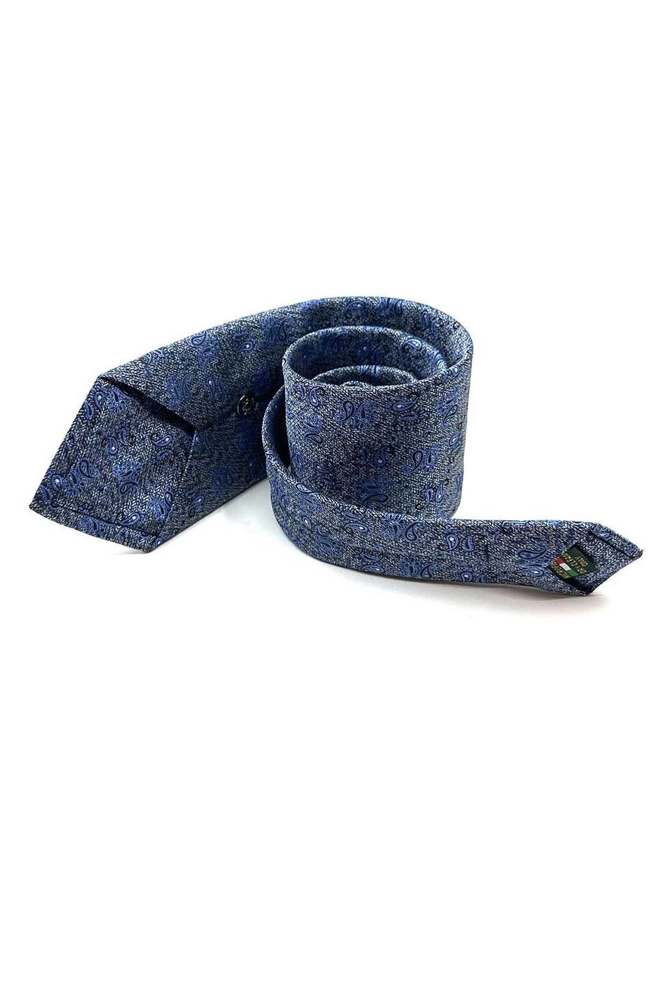 Mavi Şal Desen Mendilli Klasik Kravat KK13110