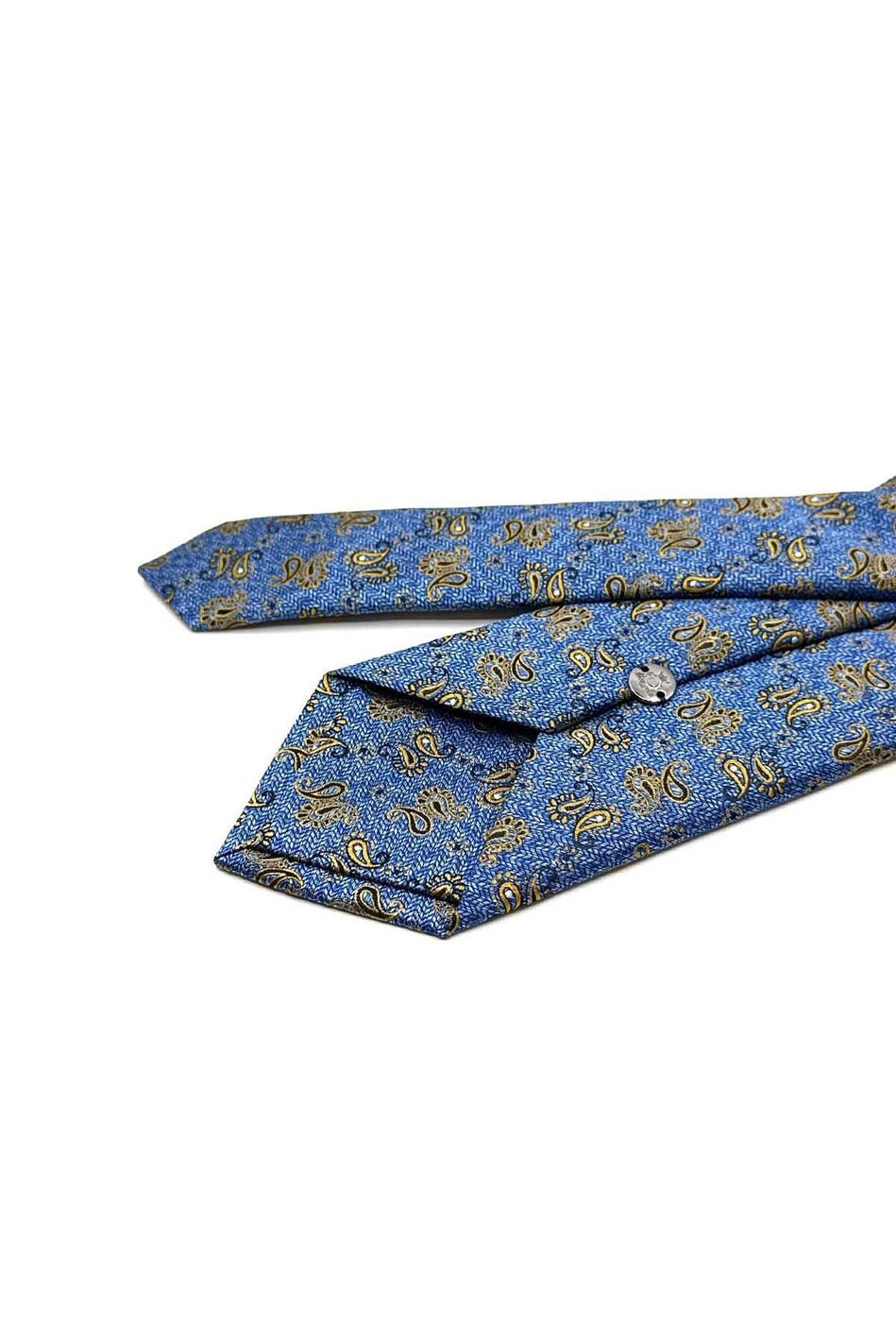 Mavi Şal Desen Mendilli Klasik Kravat KK12924