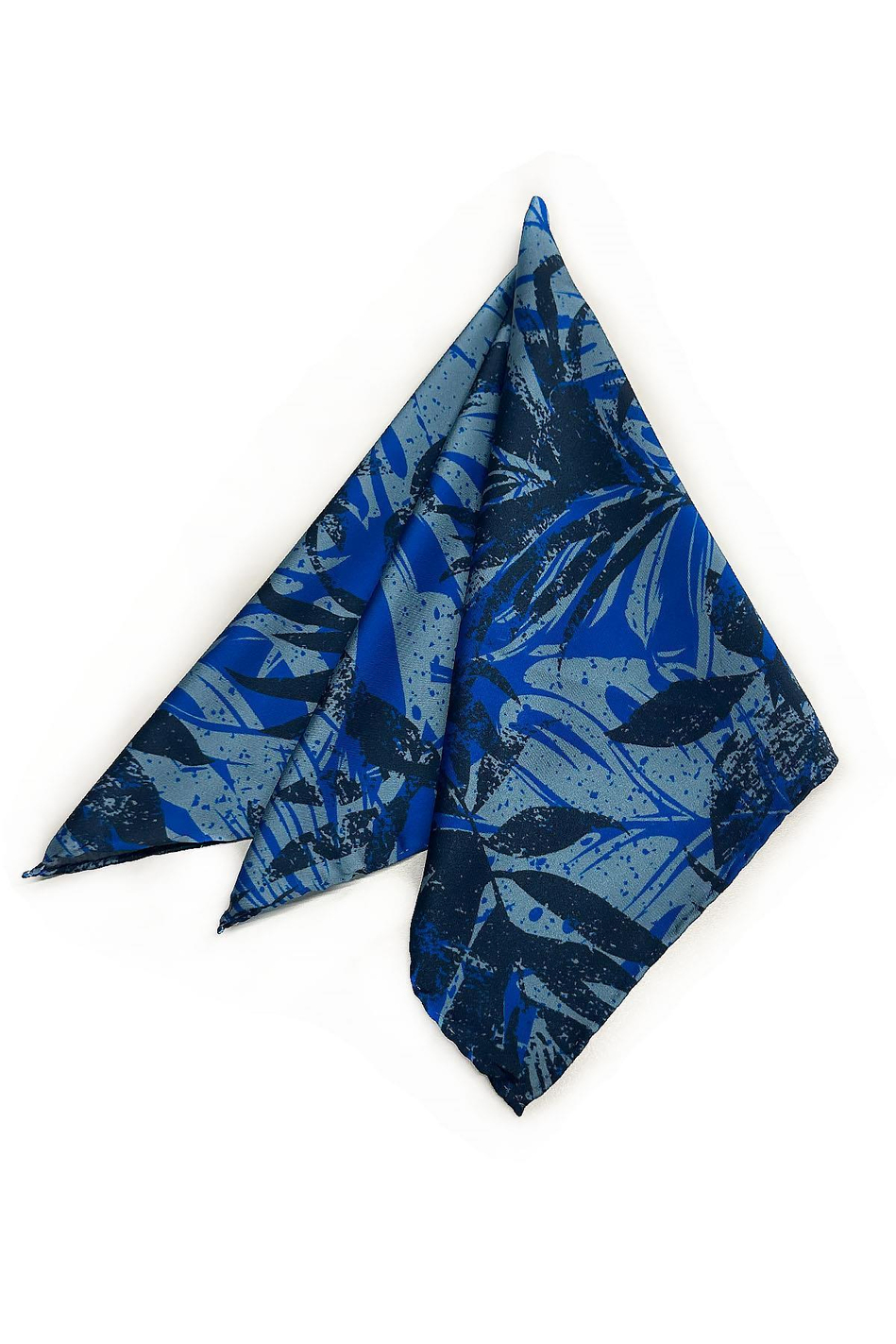 Mavi Yaprak Desen Fular Bandana 55-55 cm KDNF05