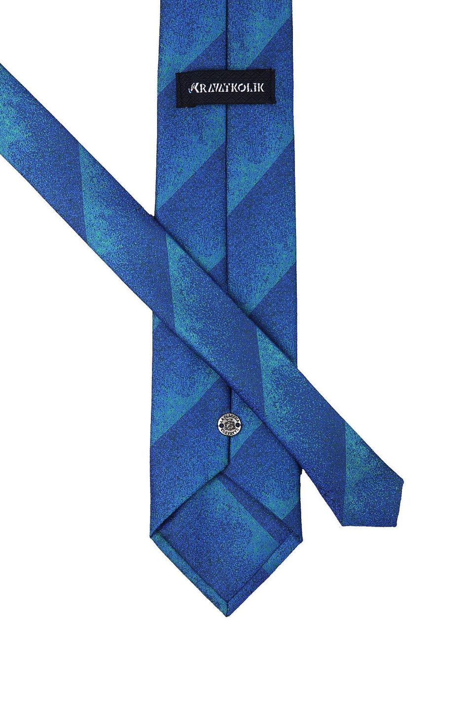 Mavi - Yeşil Kum Desen Mendilli Klasik Kravat KK10013