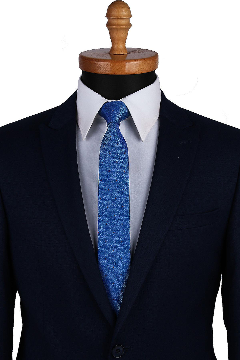 Mavi - Yeşil Puantiye Desen Slim Kravat SK7491