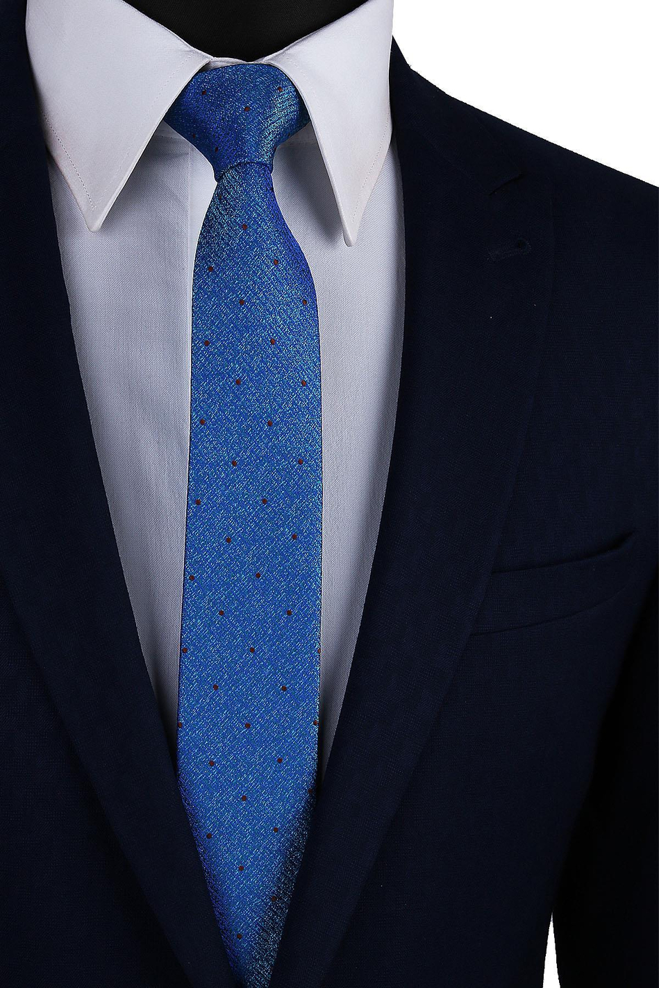 Mavi - Yeşil Puantiye Desen Slim Kravat SK7491