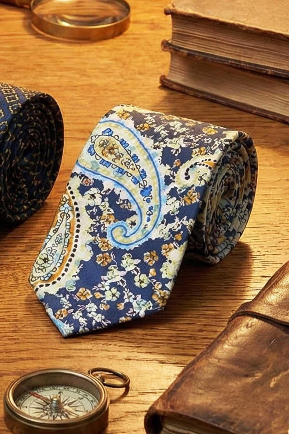 Minusio Style Çok Renkli Şal Desen İtalyan İpek Kravat İK2243