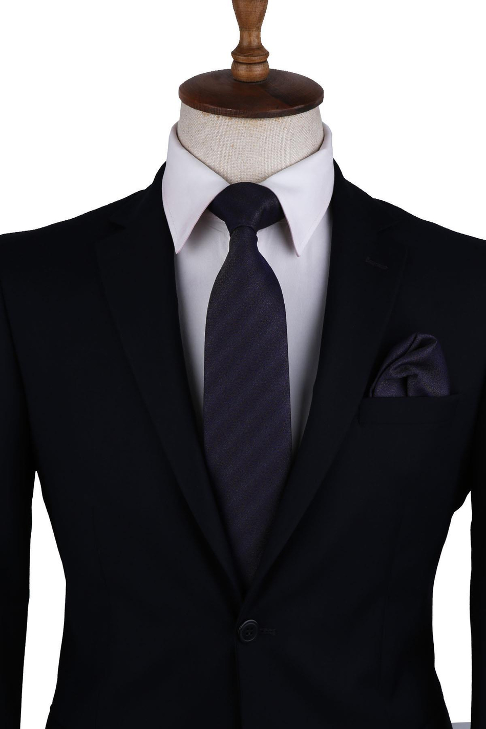 Mor Kum Desen Mendilli Klasik Kravat KK10605