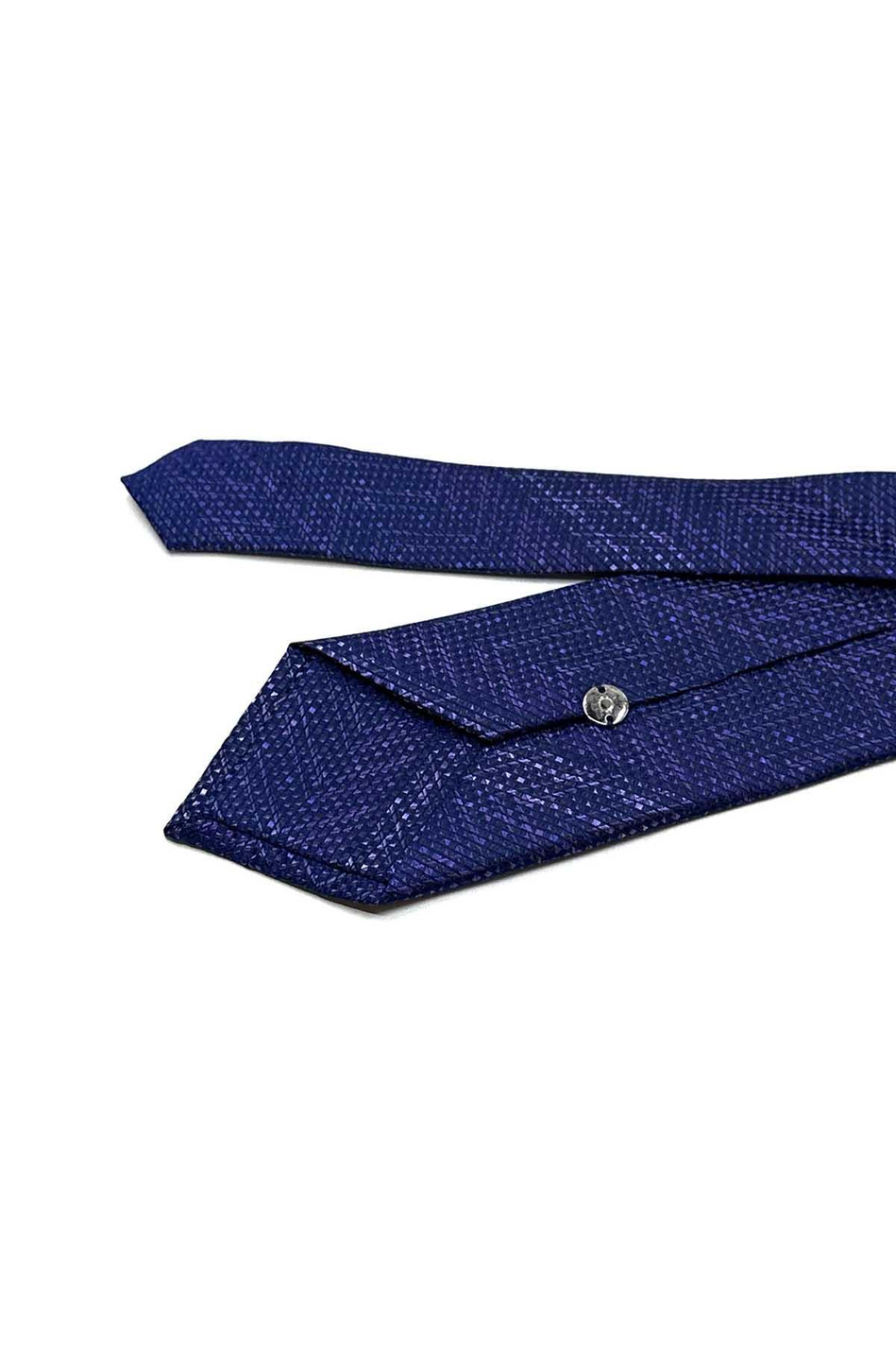 Mor - Lacivert Kum Desen Mendilli Klasik Kravat KK12938