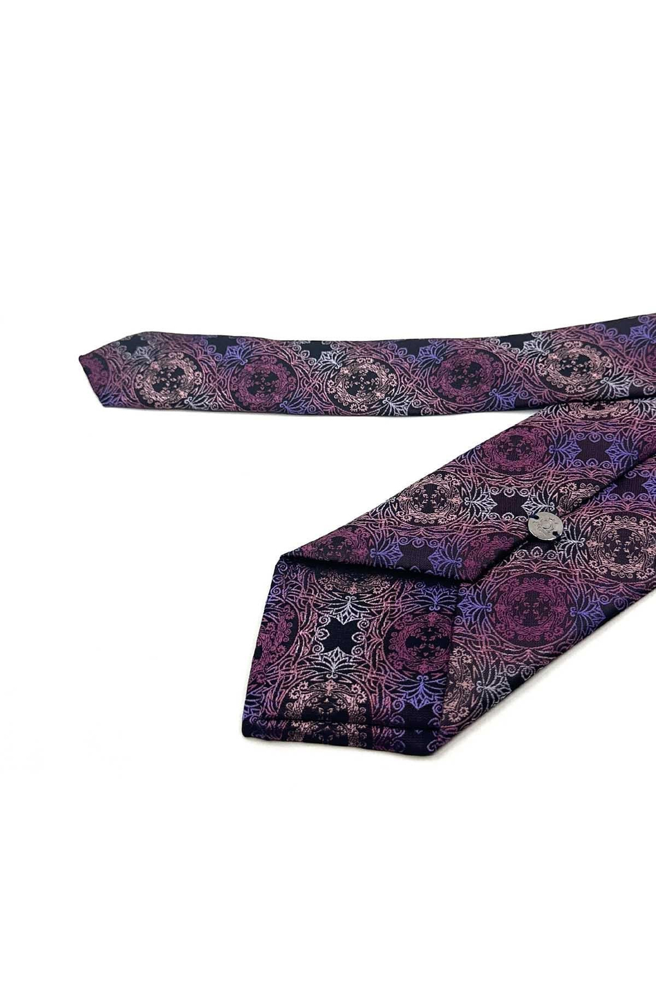 Mor Lila Motif Desen Mendilli Klasik Kravat KK13727