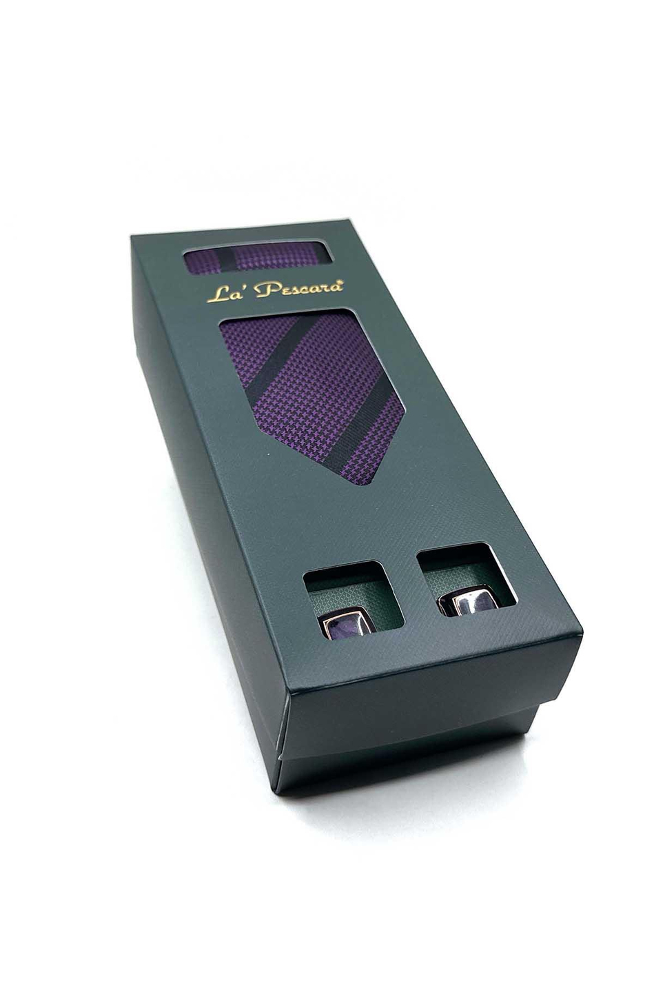 Mor Mendilli Kravat Mor Kol Düğmesi Hediye Seti OS562