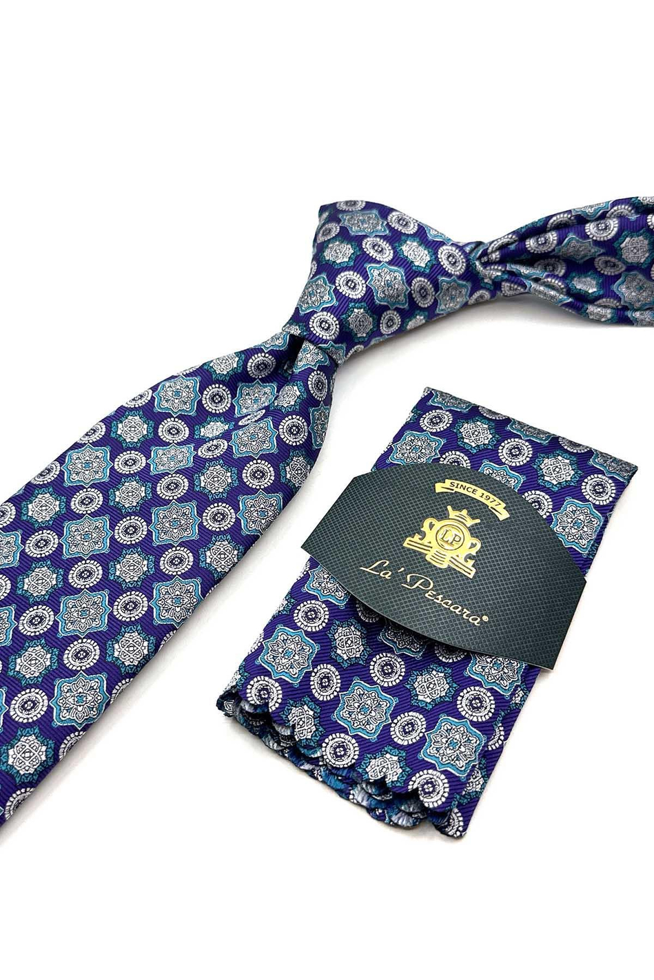 Mor Motif Desen Mendilli Klasik Kravat KK12970