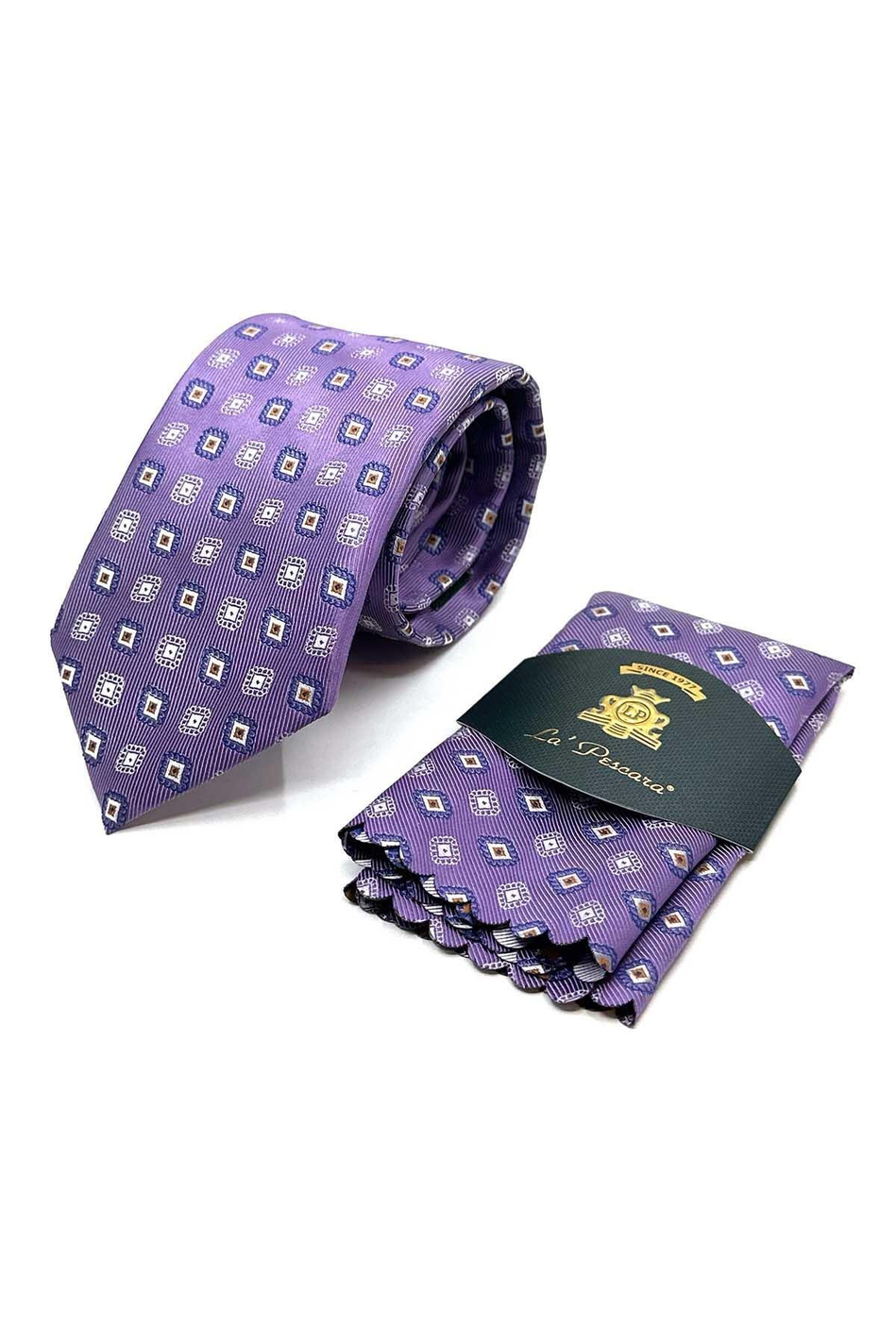 Mor Motif Desen Mendilli Klasik Kravat KK13092