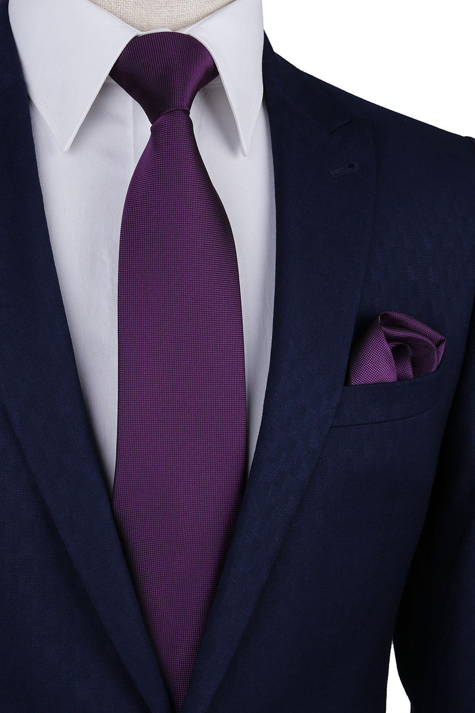 Mor Nokta Desen Mendilli Klasik Kravat KK9209