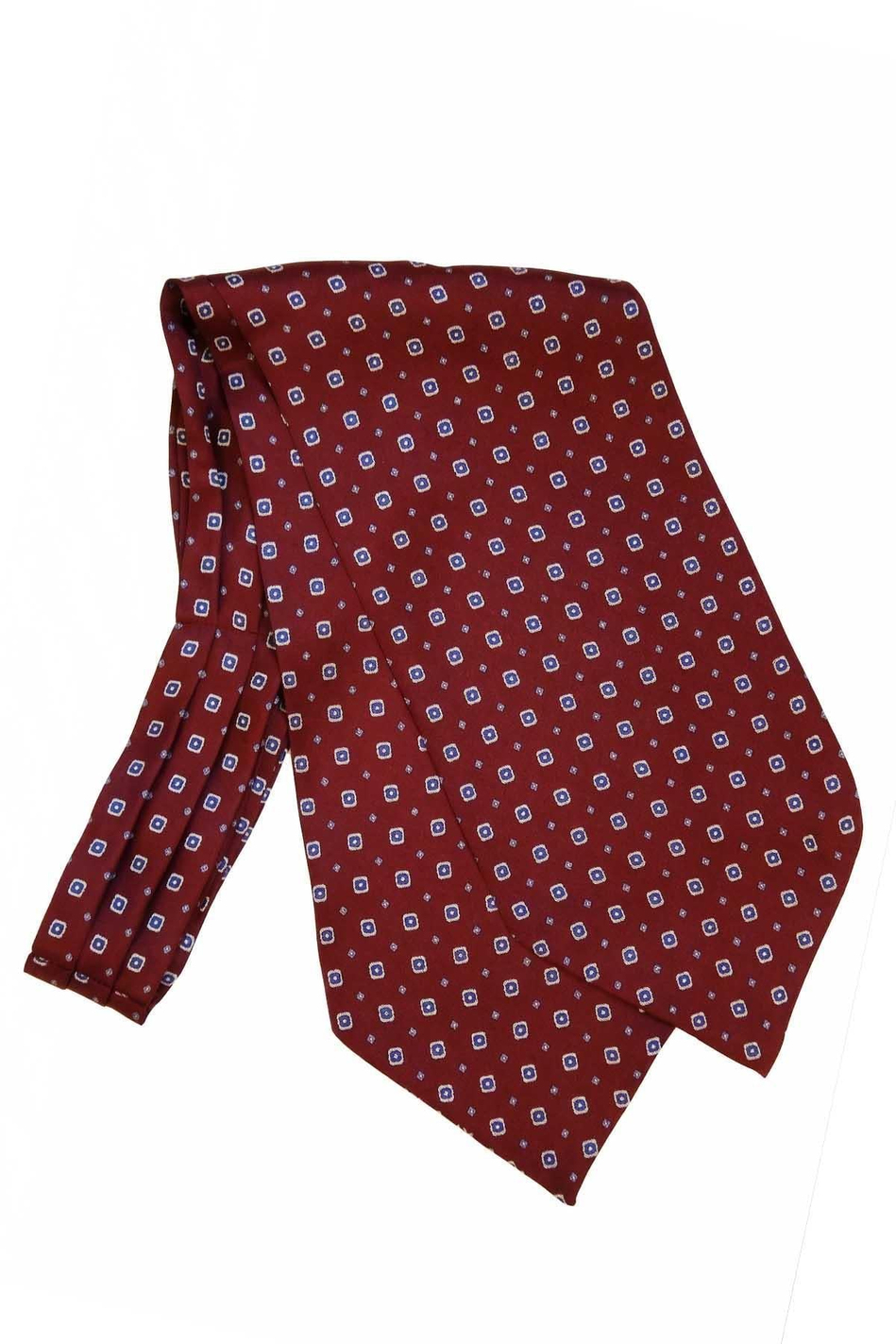 Motif Desen Bordo İtalyan İpek Ascot Kravat SAC34