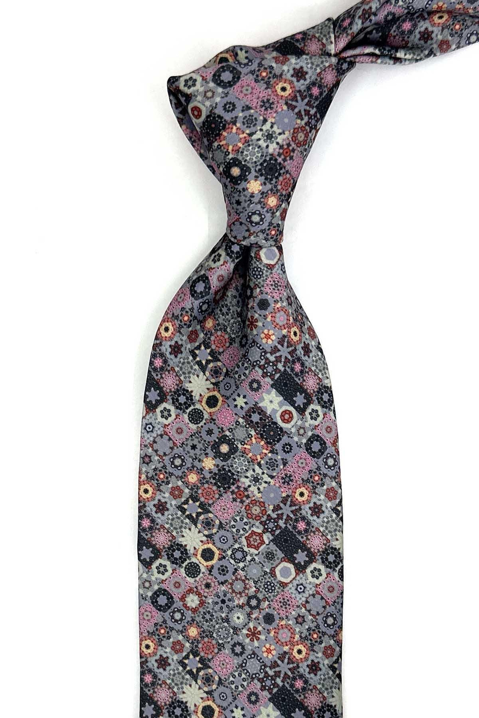 Mozaik Desen Çok Renkli Patchwork Klasik Kravat KK13363