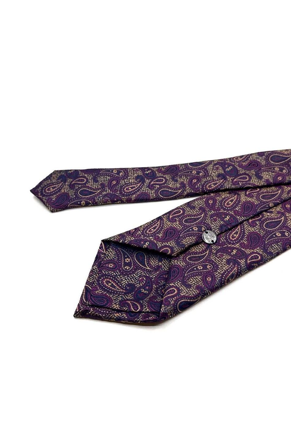 Mürdüm - Bej Şal Desen Mendilli Klasik Kravat KK12875