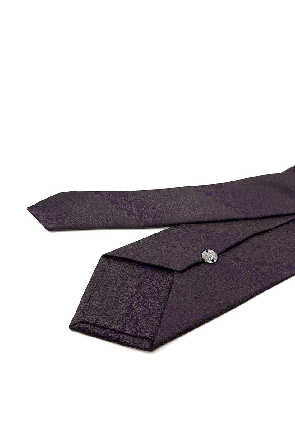 Mürdüm - Kahve Motif Desen Mendilli Klasik Kravat KK12427