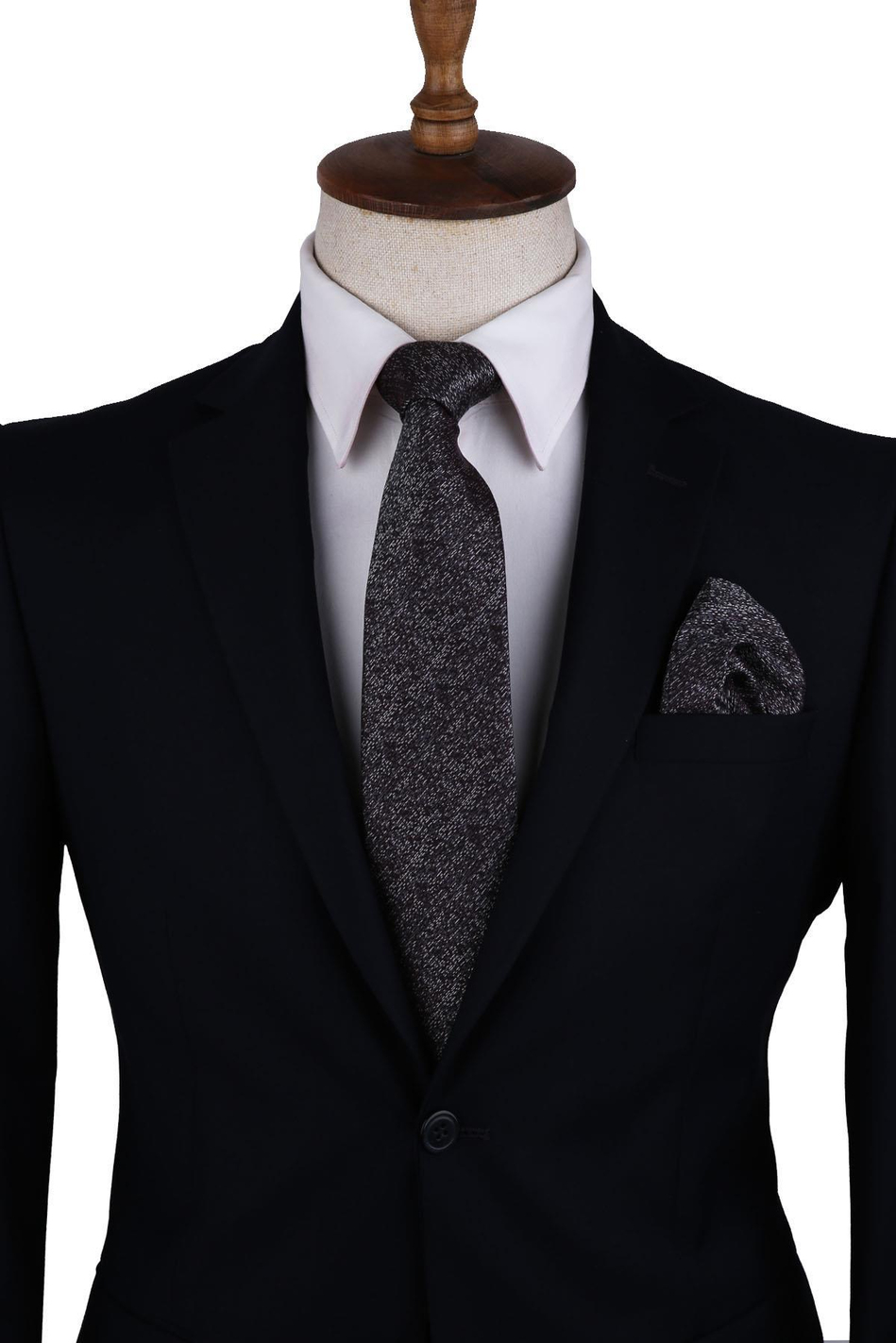 Mürdüm Kum Desen Mendilli Klasik Kravat KK10439