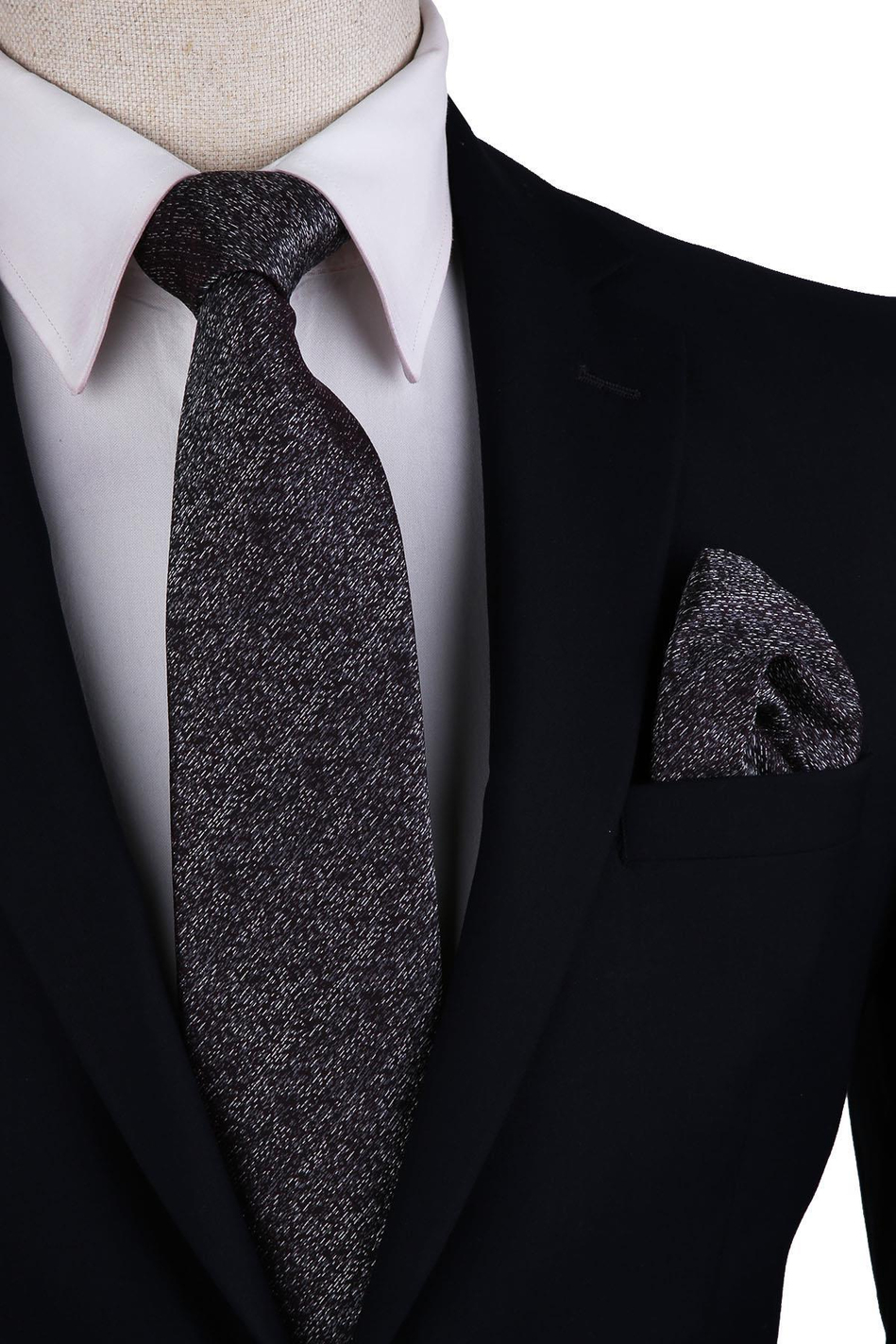 Mürdüm Kum Desen Mendilli Klasik Kravat KK10439