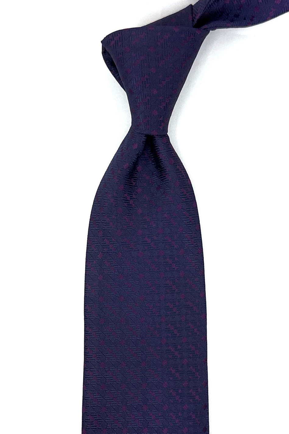 Mürdüm - Lacivert Motif Desen Mendilli Klasik Kravat KK12014