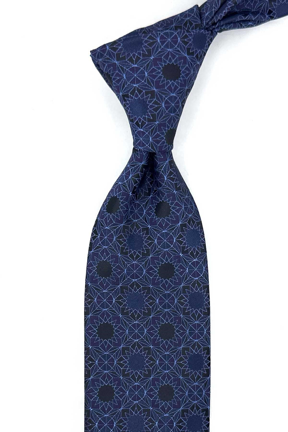 Mürdüm Mavi Motif Desen Mendilli Klasik Kravat KK13912