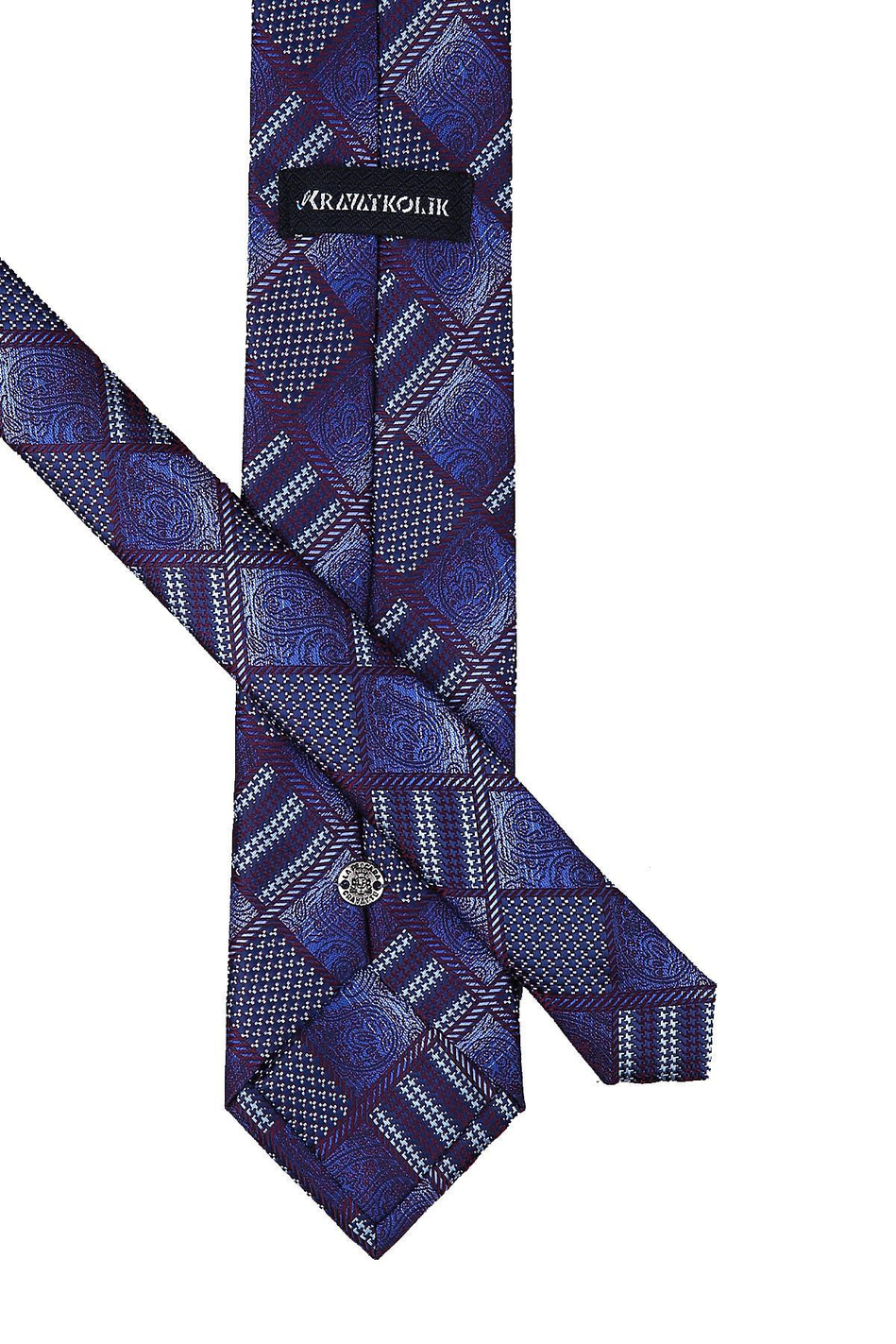 Mürdüm - Mavi Motif Desen Mendilli Klasik Kravat KK9792